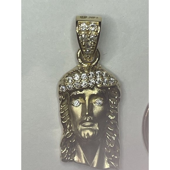 Undisclosed Jewelry - New Solid  14k Gold Sculpted Christ Head with Crown of Diamonds and diamond bail